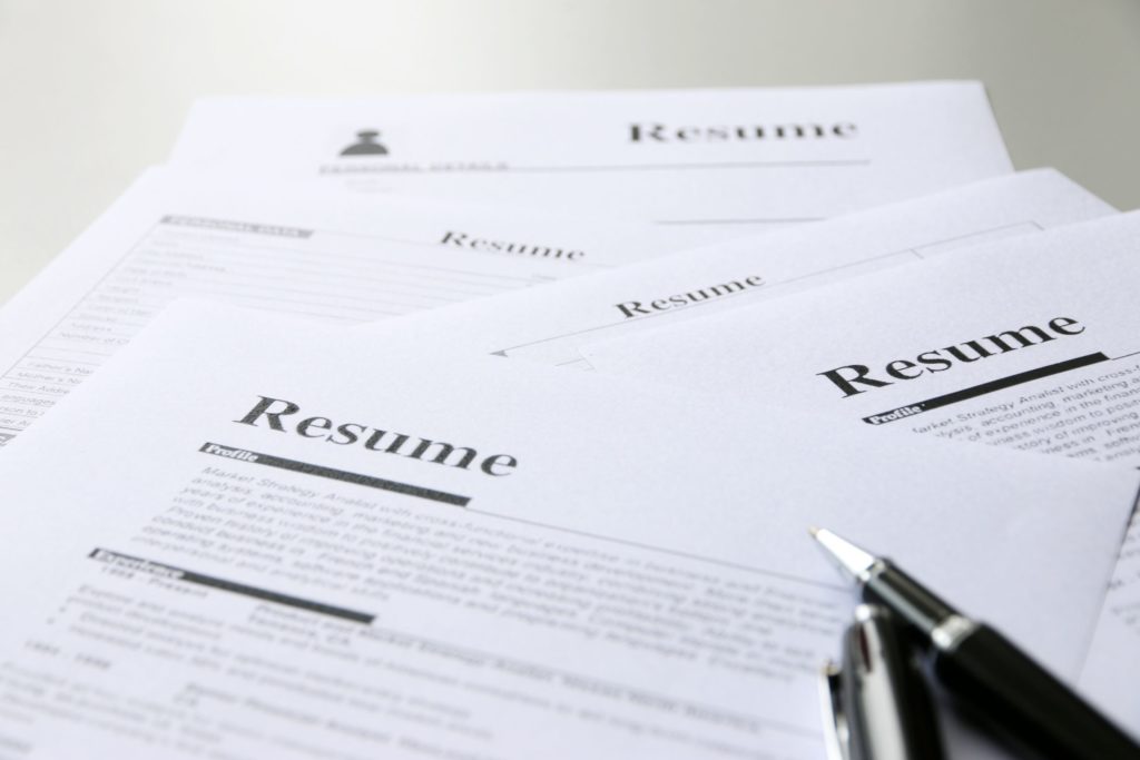 Resume on a desk.