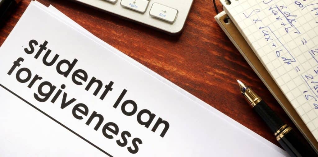 Student Loan Forgiveness document placed on desk.