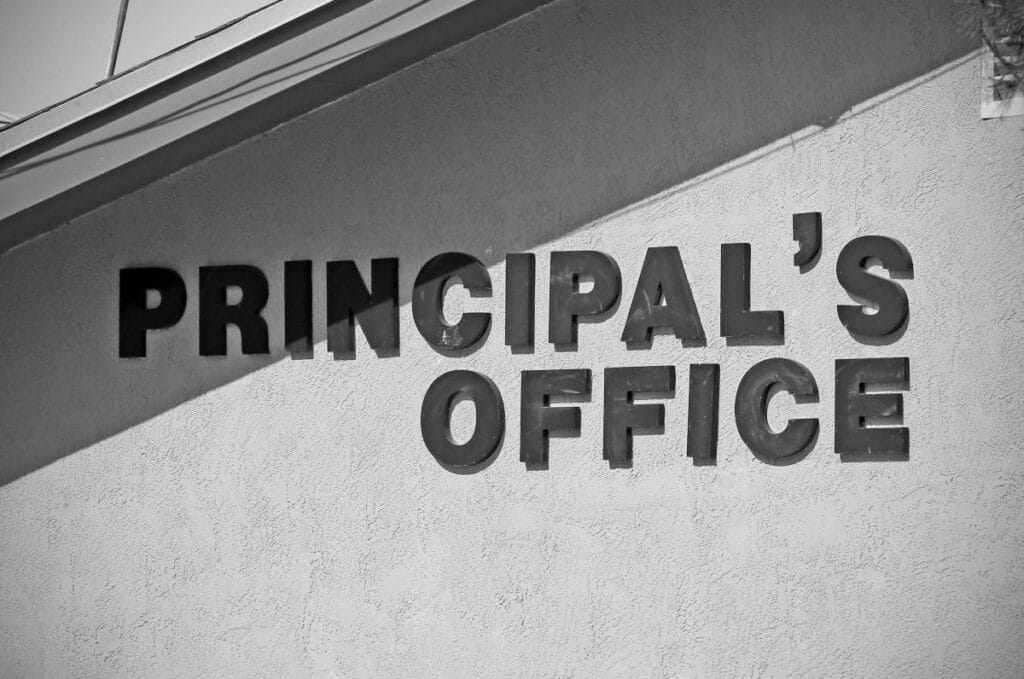 How to Become a Principal: A sign outside of an office reads "principal's office."